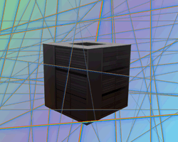 Projection overlaying The Cube of boxed books, magazines and prints 2007